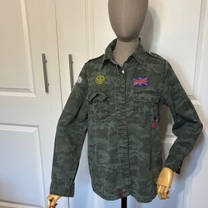Lee Cooper Army Overdye button down shirt with patches